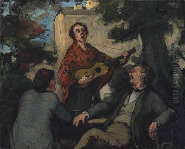 La Chanteuse De Rue Oil Painting by Honore Daumier