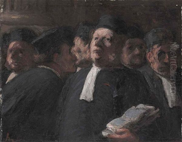 La Salle Des Pas-perdus Au Palais De Justice Oil Painting by Honore Daumier