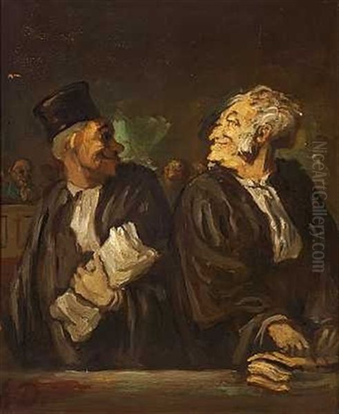 Fra Et Retslokale Oil Painting by Honore Daumier