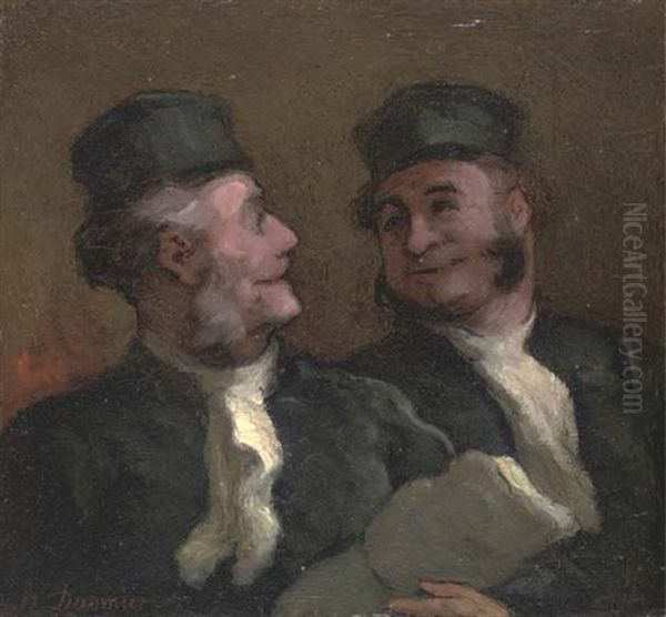 Les Avocats (deux Avocats - Les Deux Confreres) Oil Painting by Honore Daumier