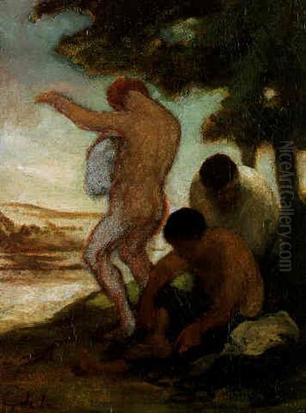 Baigneurs Oil Painting by Honore Daumier