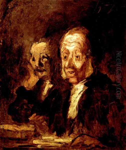 Deux Avocats Oil Painting by Honore Daumier