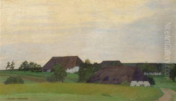 Schwarzwaldhauser In Bergalingen Oil Painting by Hermann Daur