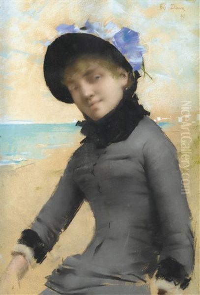 Jeune Femme Au Bord De La Mer Oil Painting by Charles Daux