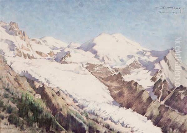 Mountains Near Chamonix (pair) Oil Painting by Charles Daux