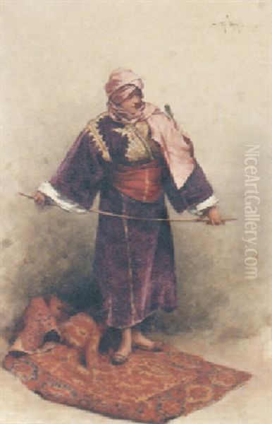 An Oriental Carpet Seller Oil Painting by Charles Daux