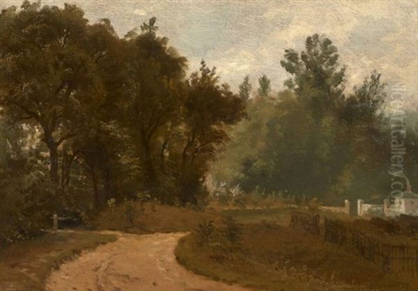 Chemin En Lisiere De Foret A Garches Oil Painting by Adrien Dauzats