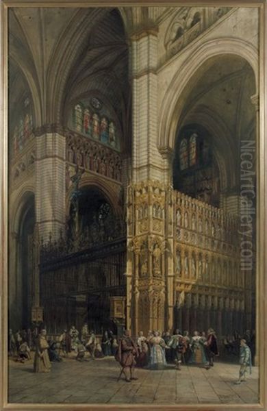 Interieur De La Cathedrale De Tolede by Adrien Dauzats