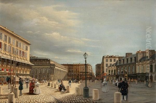 Le Grand Theatre De Bordeaux Et La Place De La Comedie Depuis Les Allees De Tourny Oil Painting by Adrien Dauzats