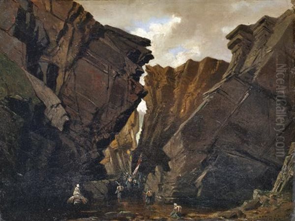 Le Passage Des Portes De Fer (biban), Troisieme Muraille Oil Painting by Adrien Dauzats