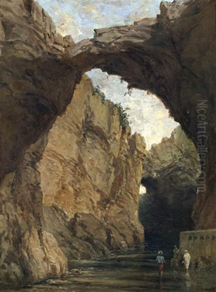 Arc Du Rummel A Constantine Oil Painting by Adrien Dauzats