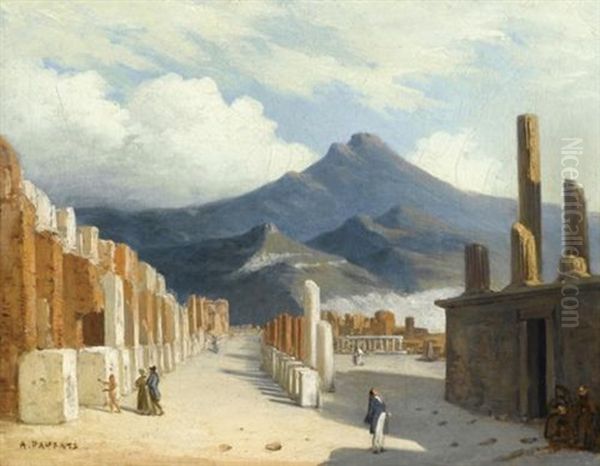 Vue De Pompei Oil Painting by Adrien Dauzats