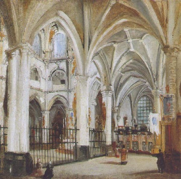 Cathedral Interior Oil Painting by Adrien Dauzats