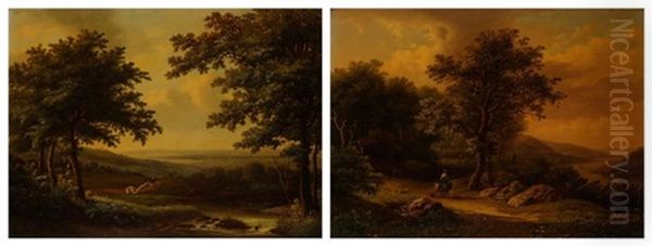 Le Chemin - La Riviere (2 Works) Oil Painting by Jean-Baptiste Davelooze