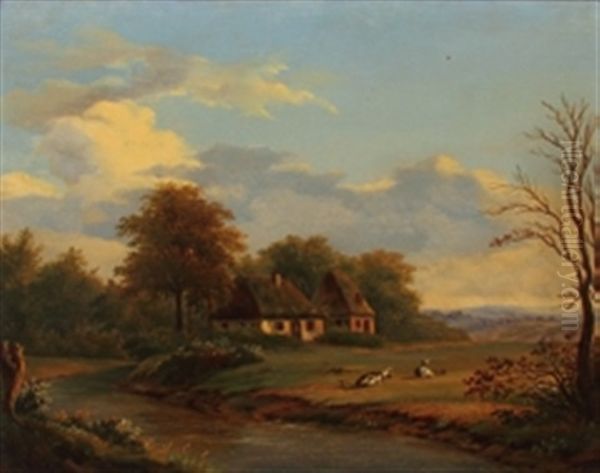 Landschaft Mit Flusslauf Oil Painting by Jean-Baptiste Davelooze