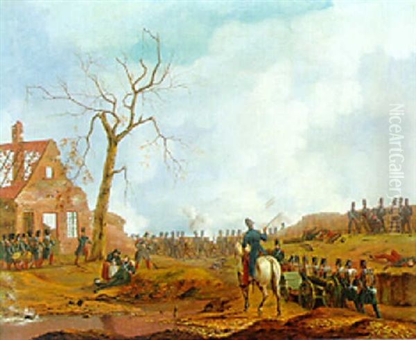 Military Manoeuvers During The Tiendaagse Veldtocht Oil Painting by Jean-Baptiste Davelooze