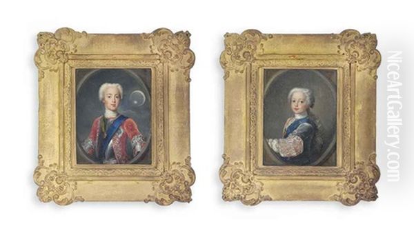 Prince Charles Edward Stuart (1720-1788), Known As Bonnie Prince Charlie Or The Young Pretender;  Henry Benedict Stuart, Cardinal York (1725-1807) (pair) Oil Painting by Antonio David