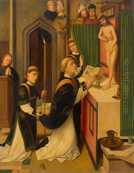 The Mass Of St Gregory Oil Painting by Gerard David