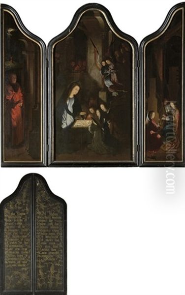 The Adoration Of The Angels (triptych) Oil Painting by Gerard David