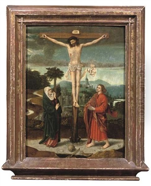 The Crucifixion Of Christ With The Virgin And Saint John The Evangelist Oil Painting by Gerard David