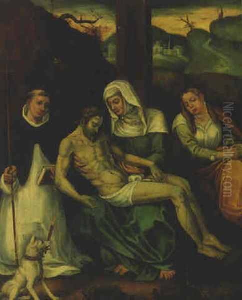 The Lamentation With A Monastic Donor Oil Painting by Gerard David