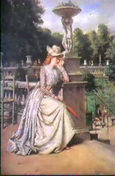 Au Jardin Du Luxembourg Oil Painting by Gustave David