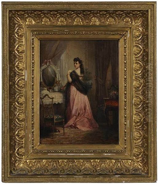 Woman At A Dressing Mirror Oil Painting by Jacques Louis Jules David