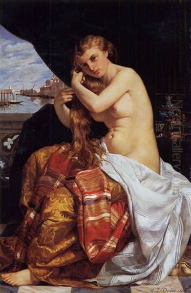 Venitienne A Sa Toilette Oil Painting by Jacques Louis Jules David