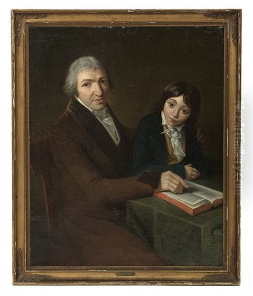 Portrait Of Jean-pierre Georges Maubach (1788-1862) And His Son by Jacques-Louis David