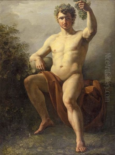 Sitzender Bacchant Oder Bacchus In Landschaft (or Circle Of Christian Gottlieb Schick) Oil Painting by Jacques-Louis David