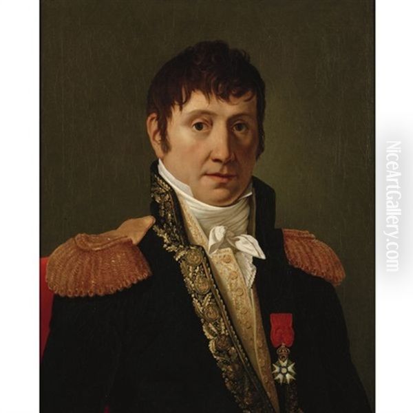 Portrait Of A French Officer Wearing The Order Of The Legion Of Honor Oil Painting by Jacques-Louis David