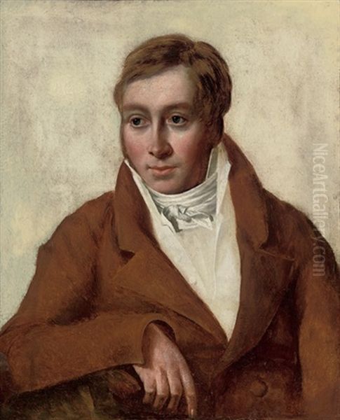 Portrait Of A Gentleman In A Brown Coat Oil Painting by Jacques-Louis David