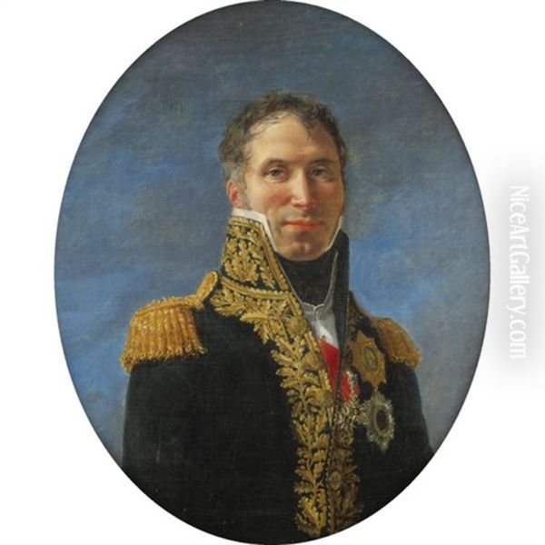 Portrait Of General Claude Carra De Saint-cyr, 1756-1834 Oil Painting by Jacques-Louis David