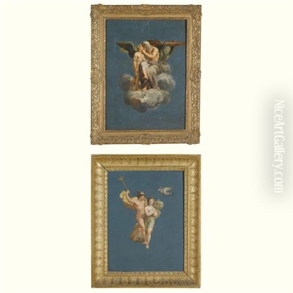 Jupiter And Ganymede (+ Mercury And Psyche; 2 Works) Oil Painting by Jacques-Louis David