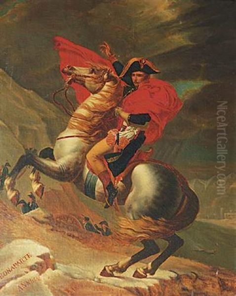 Bonaparte Traversant Les Alpes Pendant La Campagne D'italie De 1801 by Jacques-Louis David