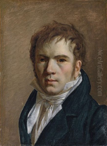 Portrait Of A Gentleman In A Blue Coat And White Cravat Oil Painting by Jacques-Louis David