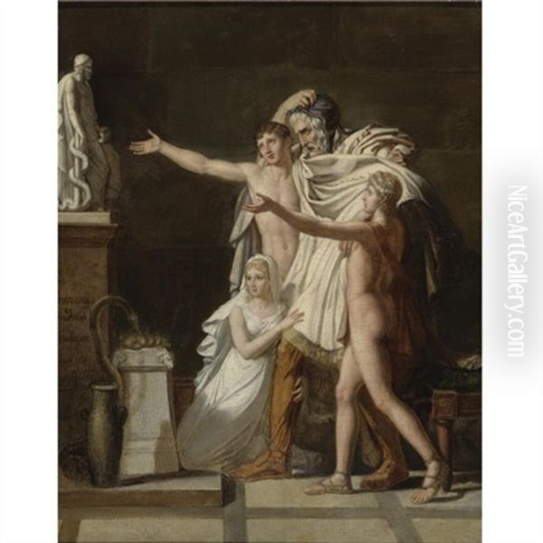 Youth In The Temple Of Zeus Oil Painting by Jacques-Louis David