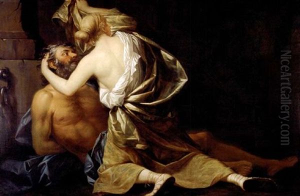 Roman Charity Oil Painting by Jacques-Louis David