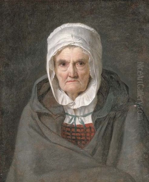 Portrait Of An Elderly Lady, Bust-length (the Artist's Housekeeper?) Oil Painting by Jacques-Louis David