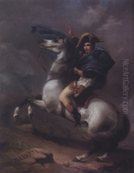 Napoleon (the First Consul) Crossing The Alps Via The Great Saint Bernard Pass Oil Painting by Jacques-Louis David