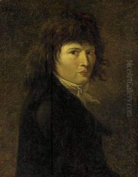 Portrait Of A Gentleman (jean Nicholas Billaud-varenne?) In A Black Coat Oil Painting by Jacques-Louis David