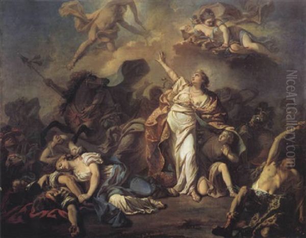 Apollon Et Diane Percant De Fleches Les Filles De Niobe Oil Painting by Jacques-Louis David