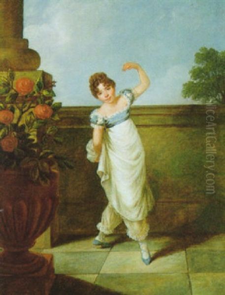 Madchen Auf Einer Terrasse Oil Painting by Jacques-Louis David