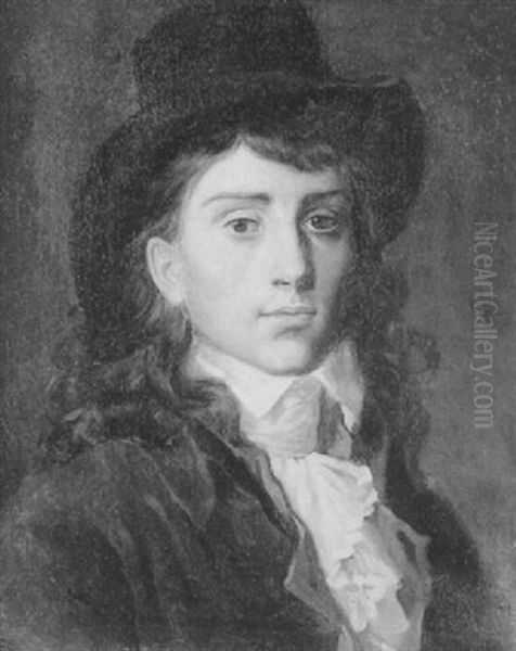 Portrait D'homme Au Chapeau Oil Painting by Jacques-Louis David