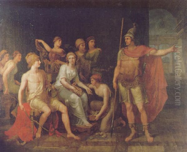 Penelope And Telemachus At The Court Of Ithaca Oil Painting by Jacques-Louis David