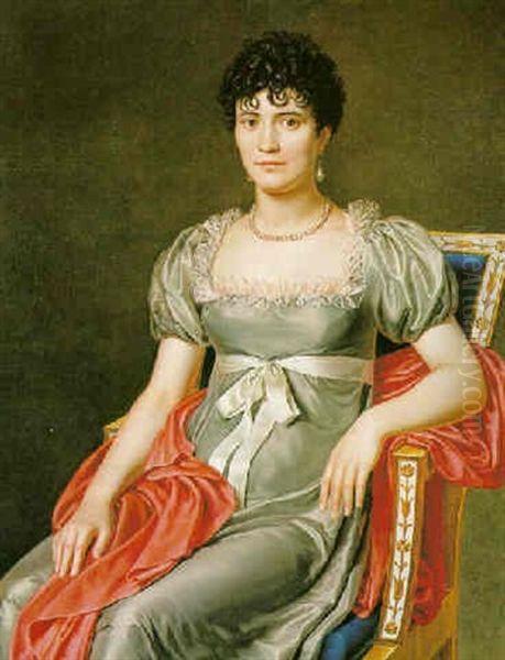 Portrait Of A Young Woman Seated, Three-quarter Length Oil Painting by Jacques-Louis David