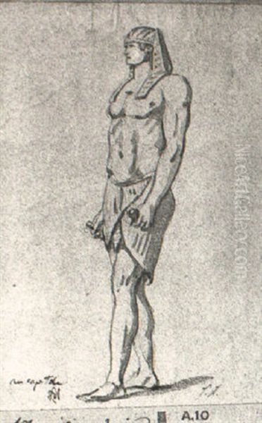 Figure D'egyptien D'apres Une Sculpture Du Capitole Oil Painting by Jacques-Louis David