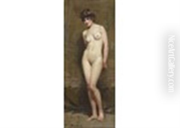 A Standing Female Nude Oil Painting by Allan Douglas Davidson