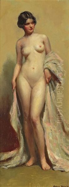 Standing Nude With Robe Oil Painting by Allan Douglas Davidson