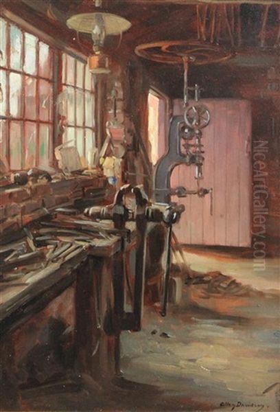 Blacksmiths Forge Oil Painting by Allan Douglas Davidson